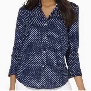 Ralph Lauren Navy and White Polka Dot Button Down Shirt